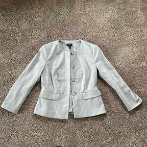 NWT Ann Taylor Factory Petite Peplum Jacket in Light Grey